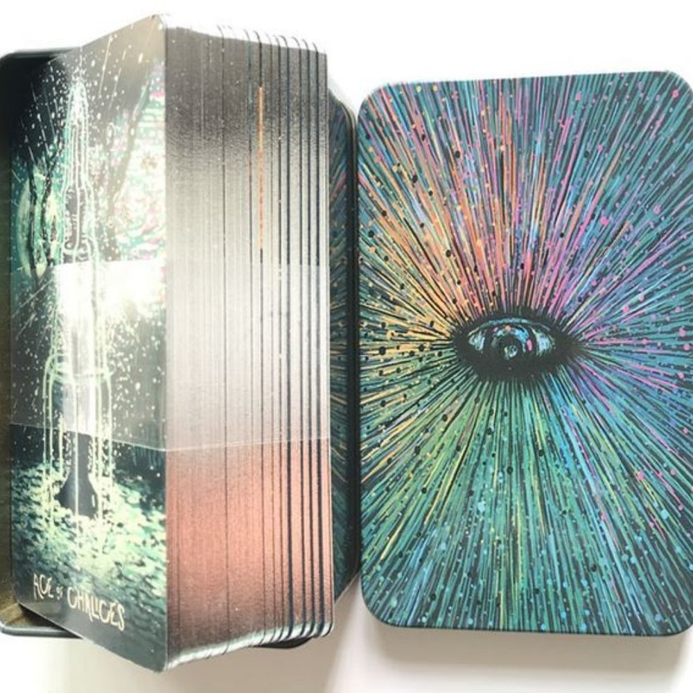 Prisma Visions Tarot Cards Silver Gilded Edges & Collectible Tin NEW! SE…